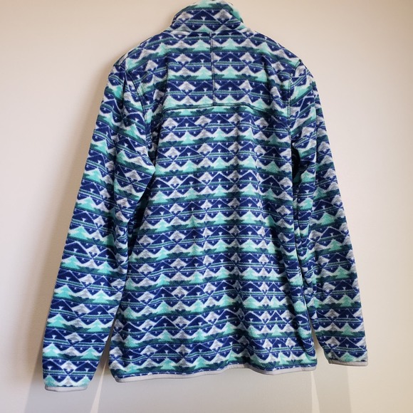 Orvis Fleece Women's Small Pullover Sweater Striped Blue Ski Resort - Picture 7 of 13